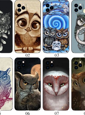 卡通猫头鹰 适用iPhone苹果15/12/13/14/11/红米Note12/荣耀60 SE/Play 6T/6C/OPPO Find X3/pro/mini手机壳