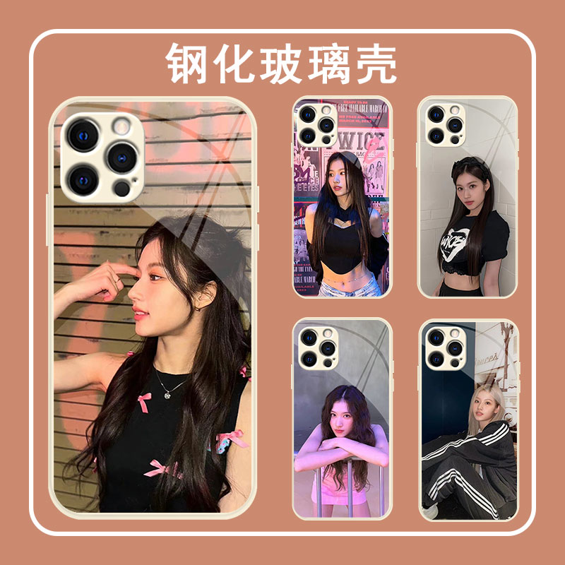 Sana凑崎纱夏twice来图定制可爱壁纸适用苹果vivo华为OPPO小米黑色透明直边古董白软壳钢化玻璃手机壳保护套