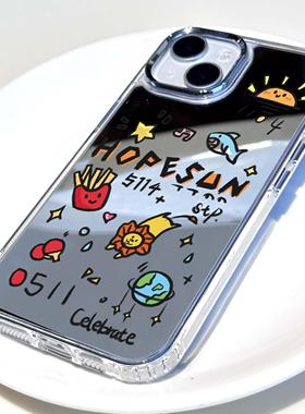 原创涂鸦孙颖莎王楚钦stp莎头周边手机壳设计ins镜面适用于苹果15promax华为p70mate60pro小米oppovivo粉丝