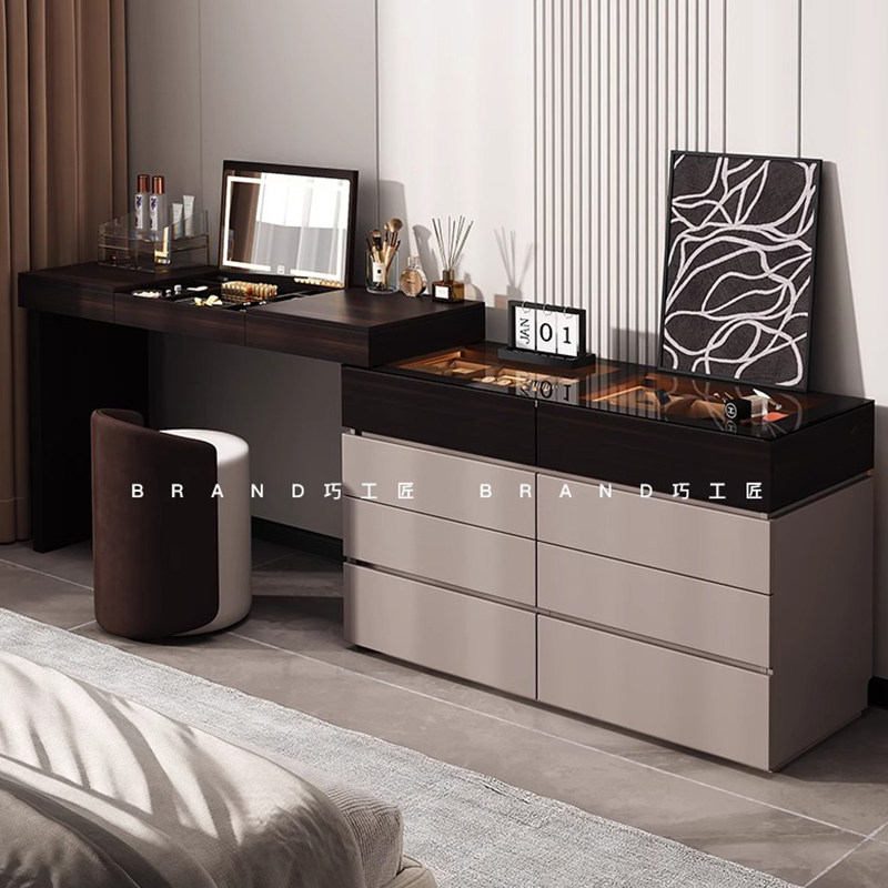 实木化妆台斗柜一体化妆桌现代简约卧室床尾收纳柜轻奢翻盖化妆桌,住宅家具,餐边柜,淘宝优惠券,粉丝福利购,淘宝优惠卷