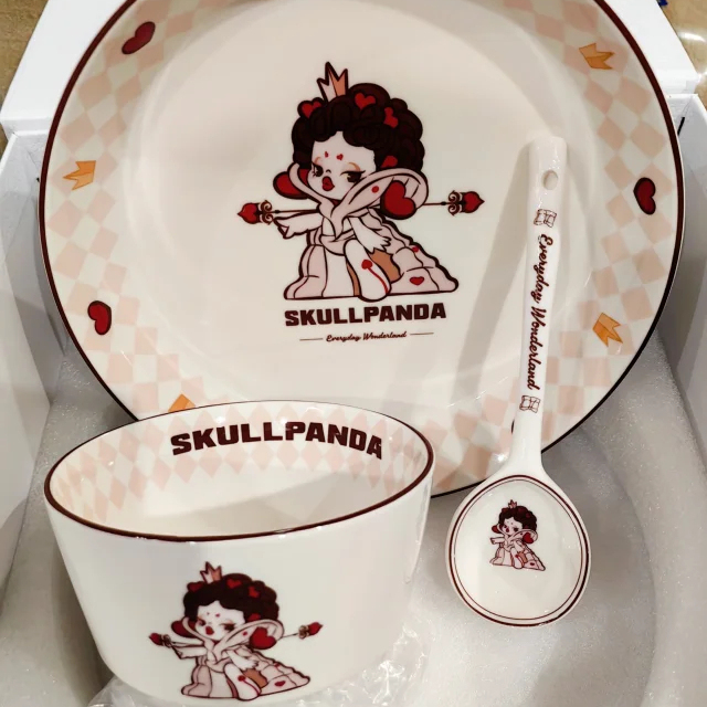 正版泡泡玛特SKULLPANDA碗碟套装