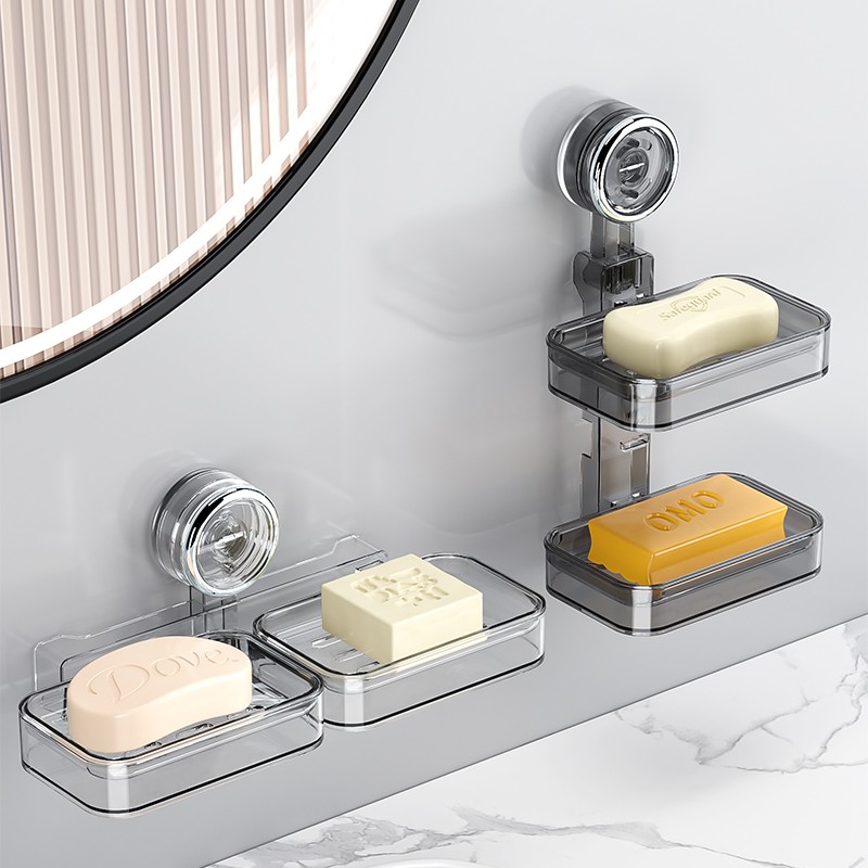 吸盘香皂置物架肥皂盒多功能家用大号卫生间浴室壁挂式沥水免打孔
