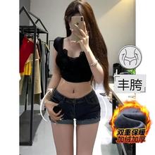 低腰丰胯卷边弹力牛仔短裤女2025夏季新款性感辣妹显瘦包臀热裤李