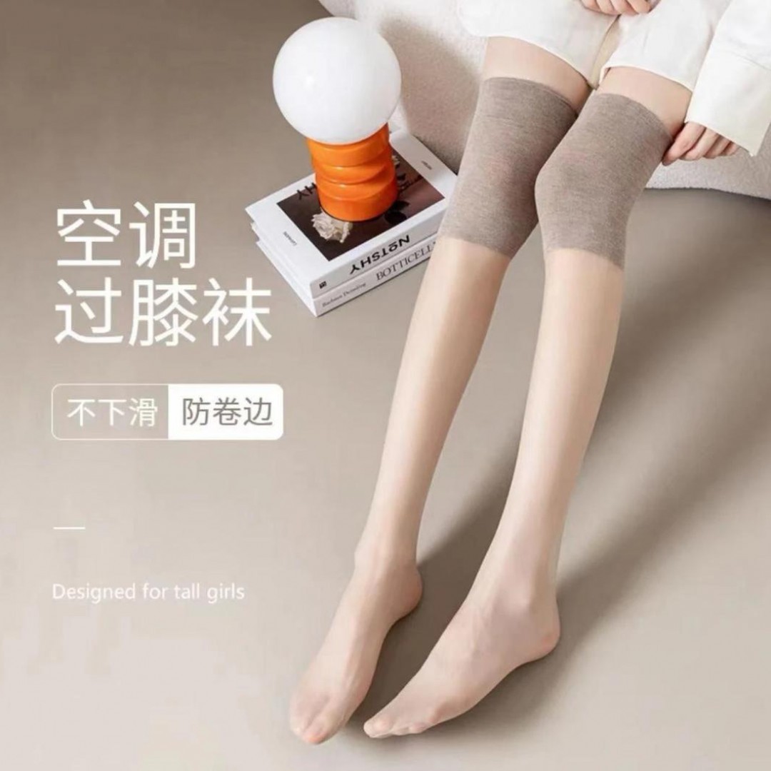 小腿护膝空调袜套女过膝袜盖丝袜半截长筒袜中筒袜防勾丝防滑B