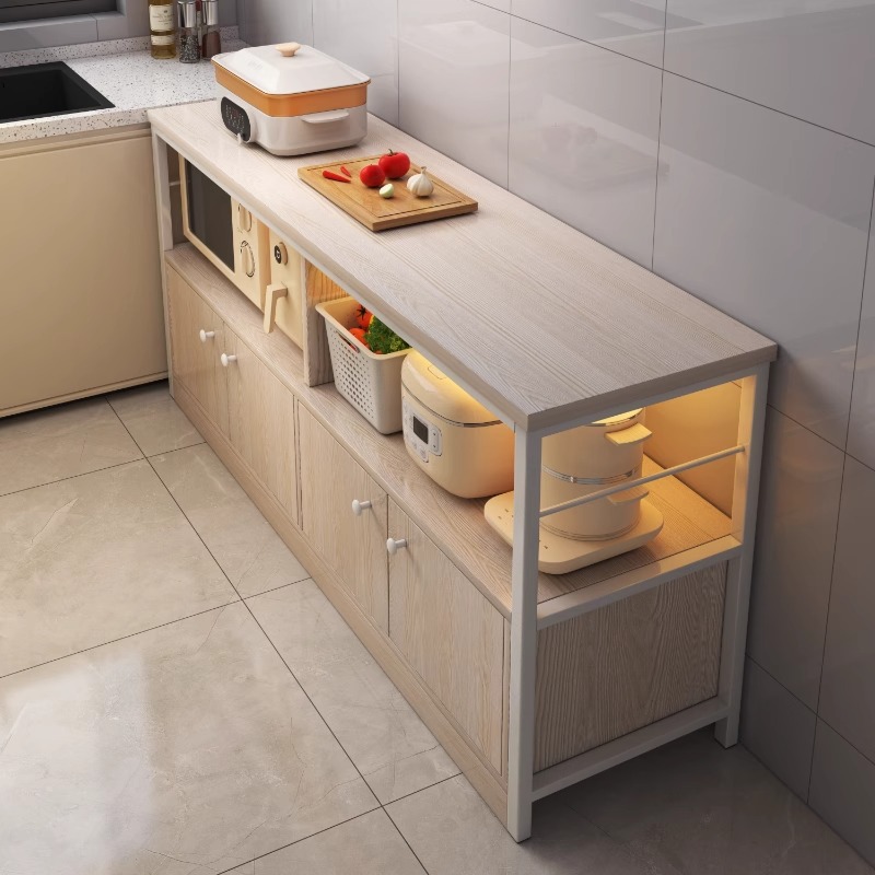 厨房置物架落地家用靠墙一体餐边柜多层多功能微波炉收纳架子