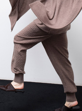 322WORKHOUSE羊毛羊绒针织长裤女士2025新款秋冬束脚裤B828+B838