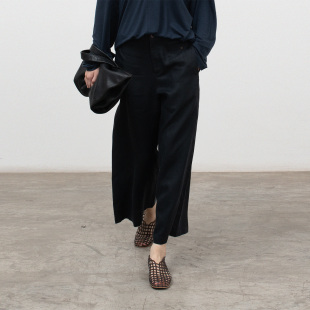 九分裤 322WORKHOUSE藏青色亚麻裤 轻薄直筒长裤 夏季 Q751 女2025新款