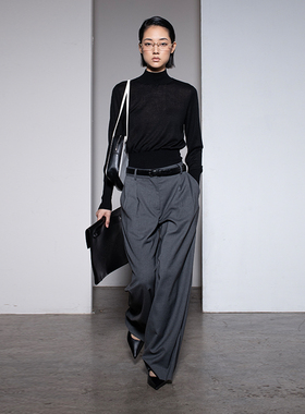 322WORKHOUSE羊毛低腰垂坠感西裤女2025新款秋季直筒宽松长裤B429