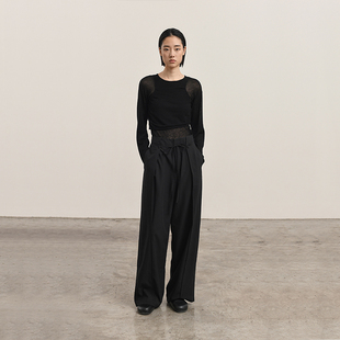 秋冬长裤 2024新款 B118 显瘦直筒休闲裤 322WORKHOUSE女士羊毛系带裤