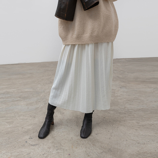 322WORKHOUSE羊毛混纺针织百褶裙女2024新款 秋冬a字半身裙B482