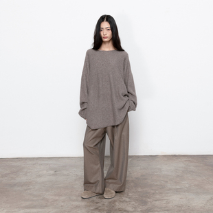 宽松打底毛衣B526 秋季 322WORKHOUSE丝羊绒一字领针织衫 女2025新款