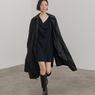 322WORKHOUSE羊毛羊绒混纺针织荡领连衣裙女2024新款 早秋裙子B434