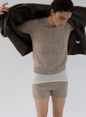 322WORKHOUSE羊毛针织绞花毛衣女士2025新款秋冬羊绒衫B826+B836