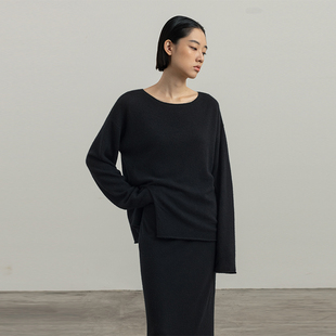 上衣B152 宽松针织衫 322WORKHOUSE羊毛一字领毛衣女士2025新款 秋季