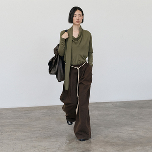 打底针织衫 秋季 上衣B433 荡领毛衣女2025新款 322WORKHOUSE羊毛长袖