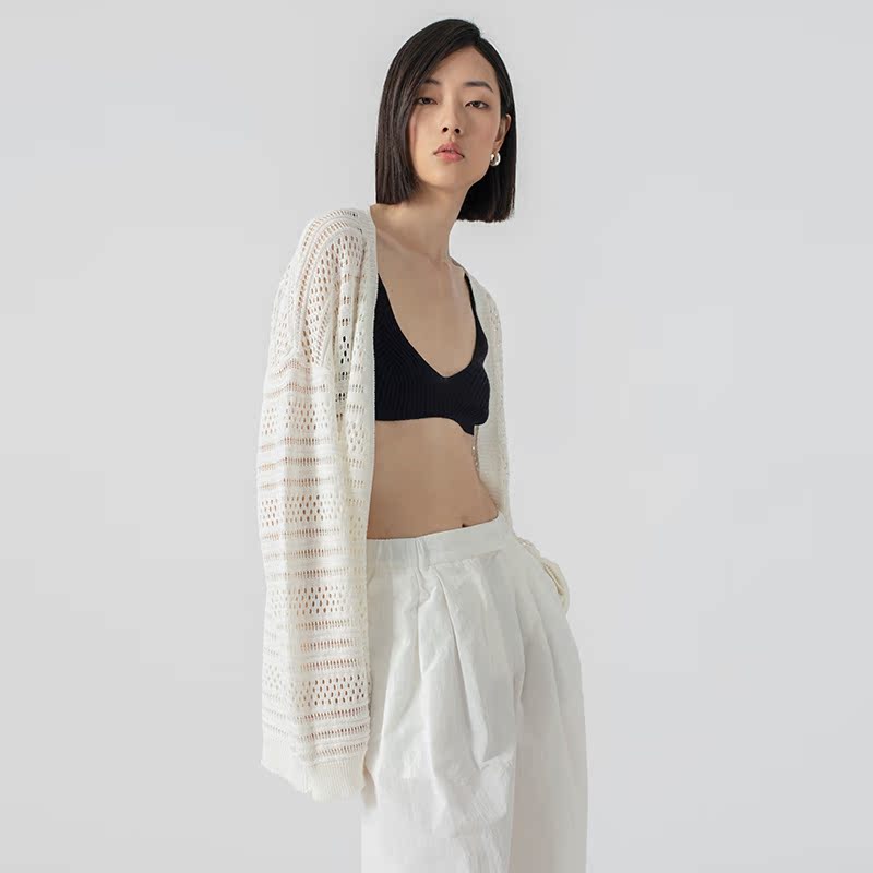 322WORKHOUSE和纸纱宽松针织开衫
