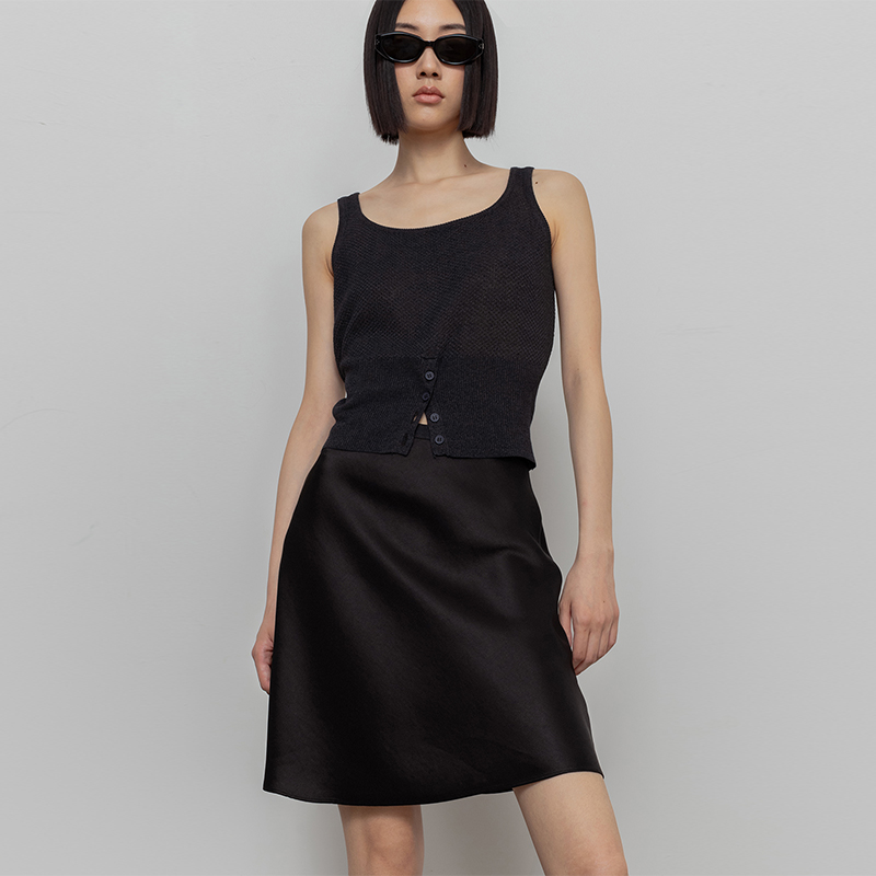 322WORKHOUSE缎面A字半身裙