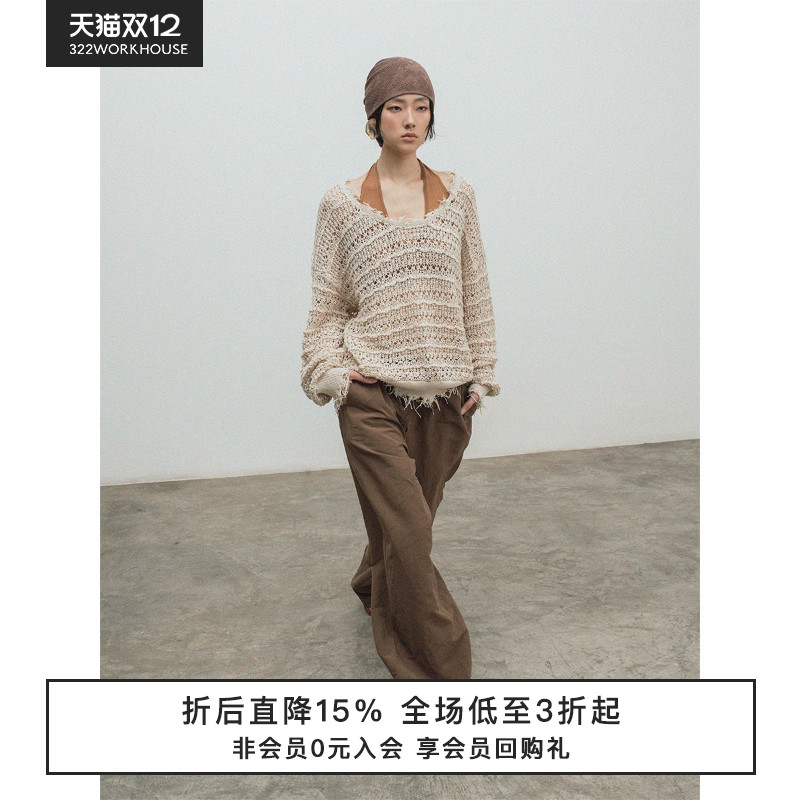 322WORKHOUSE带子纱大圆领罩衫