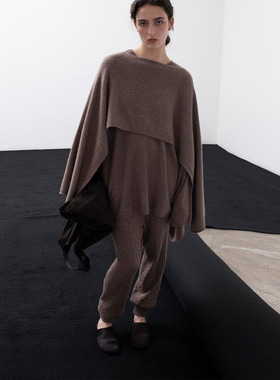 322WORKHOUSE羊毛羊绒披肩针织衫女士2025新款秋冬毛衣B829+B830