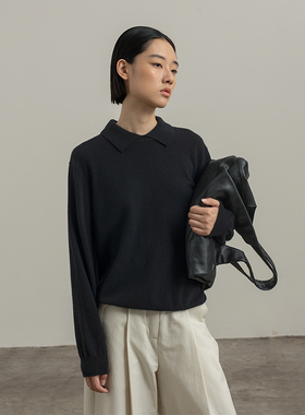 322WORKHOUSE纯山羊绒衫毛衣女2024新款秋冬polo领针织套头衫B149