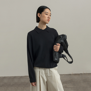 B149 秋冬polo领针织套头衫 322WORKHOUSE纯山羊绒衫 毛衣女2024新款