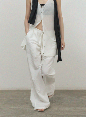 322WORKHOUSE汉麻棉白色阔腿休闲裤女2025新款高级感春夏长裤R646
