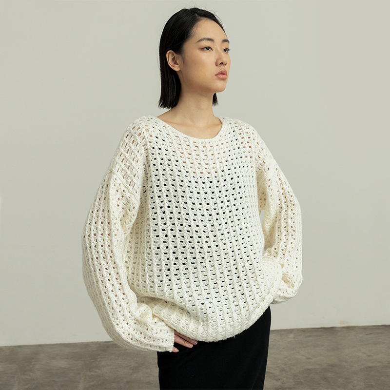 羊毛羊绒针织圆领罩衫