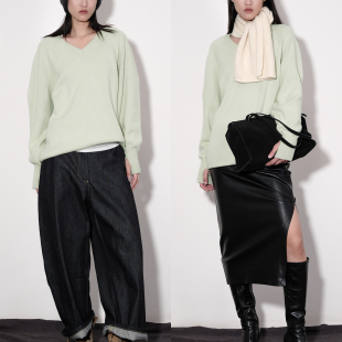 针织衫 冬季 厚毛衣B889 女2025新款 322WORKHOUSE宽松v领纯山羊绒衫