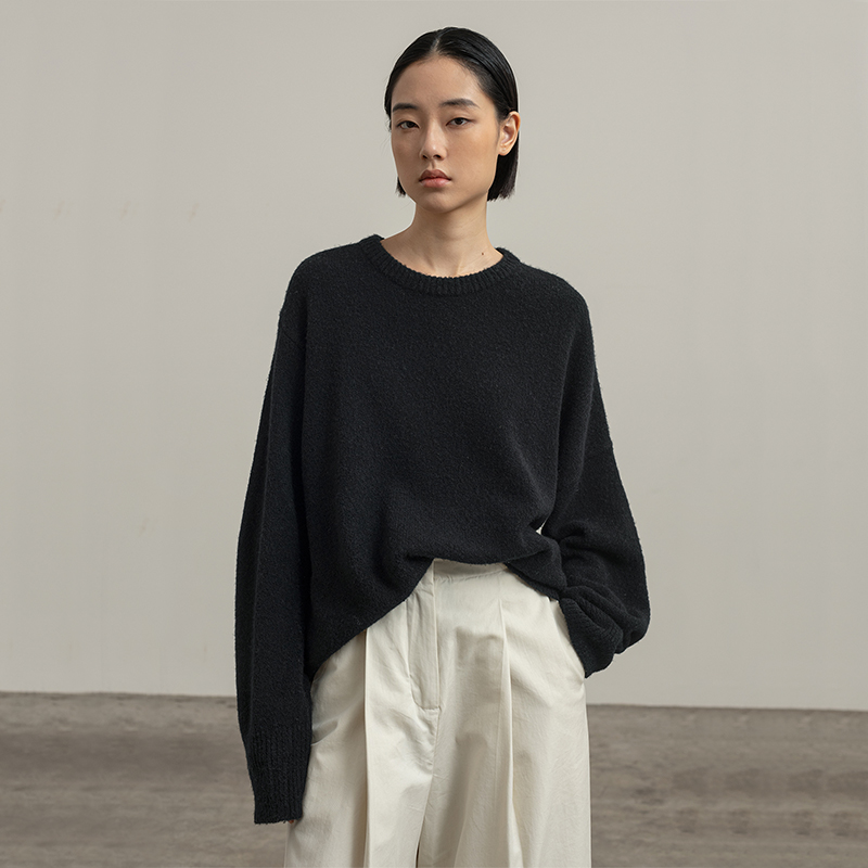 圈圈纱羊毛针织套头衫