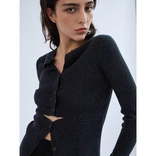 B806 针织开衫 322WORKHOUSE羊毛设计感小众外套女2025新款 秋冬修身