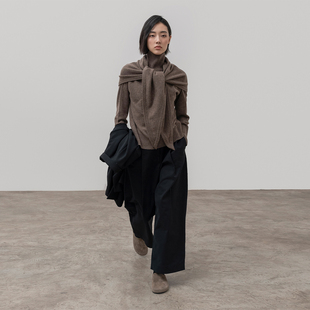 322WORKHOUSE全羊毛针织大三角披肩女2024新款 秋冬保暖围巾B504