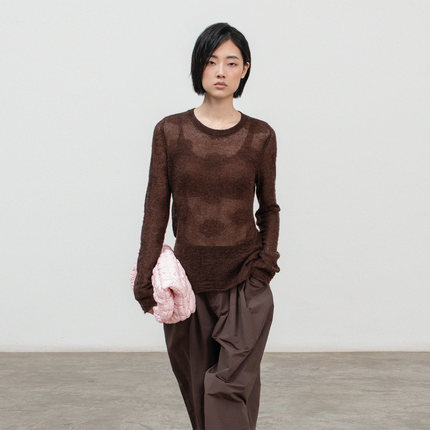 322WORKHOUSE镂空针织罩衫女士2025新款秋季薄款打底内搭上衣B760