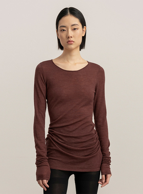 322WORKHOUSE羊毛打底针织衫女2025简约百搭薄款长袖套头上衣B271