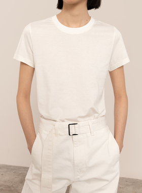 322WORKHOUSE白色圆领正肩针织衫女2025新款春夏修身短袖上衣B282