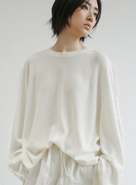 322WORKHOUSE羊毛流苏针织衫女士2025新款春季独特设计感上衣B636