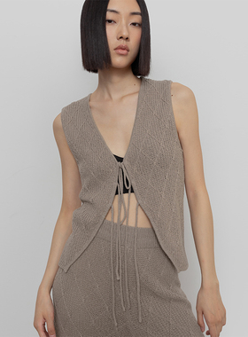 322WORKHOUSEv领针织背心马甲女2025新款春秋设计感无袖开衫B367