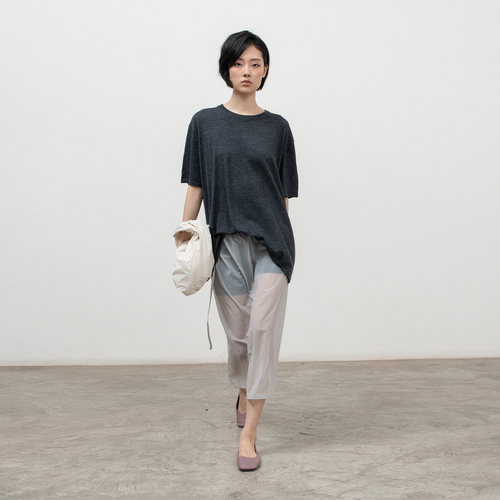 精纺羊毛混纺圆领针织短袖Tee