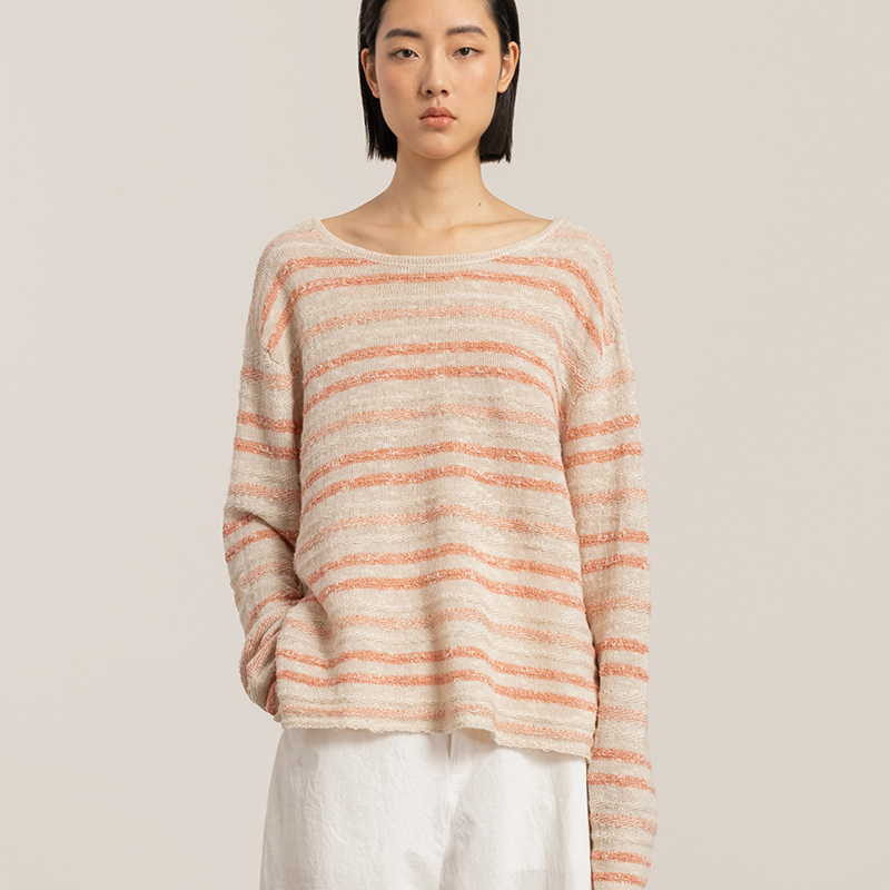 棉套头圆领后背大U领针织衫