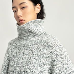 针织衫 长袖 B228 秋冬厚款 322WORKHOUSE羊毛绞花高领毛衣女2025新款