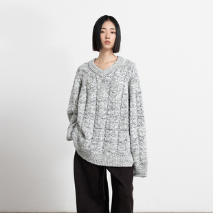 322WORKHOUSE纯羊毛针织v领毛衣女2025新款 秋慵懒高级感上衣B565