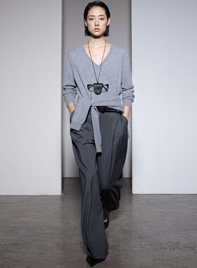 322WORKHOUSE纯山羊绒针织V领打底衫女2024新款早秋套头衫B411