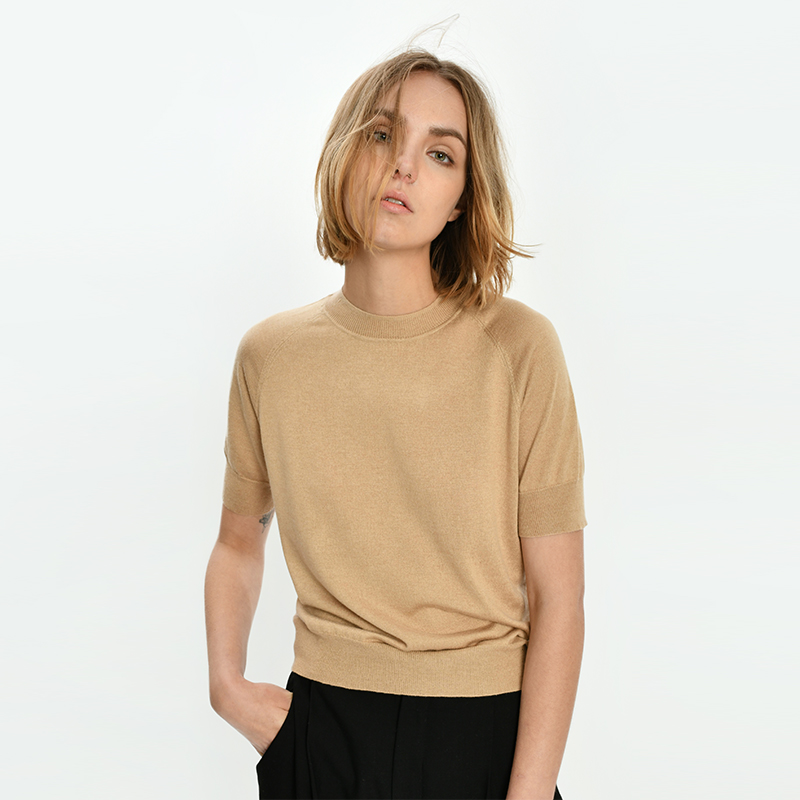 322WORKHOUSE丝羊绒小桩领短袖