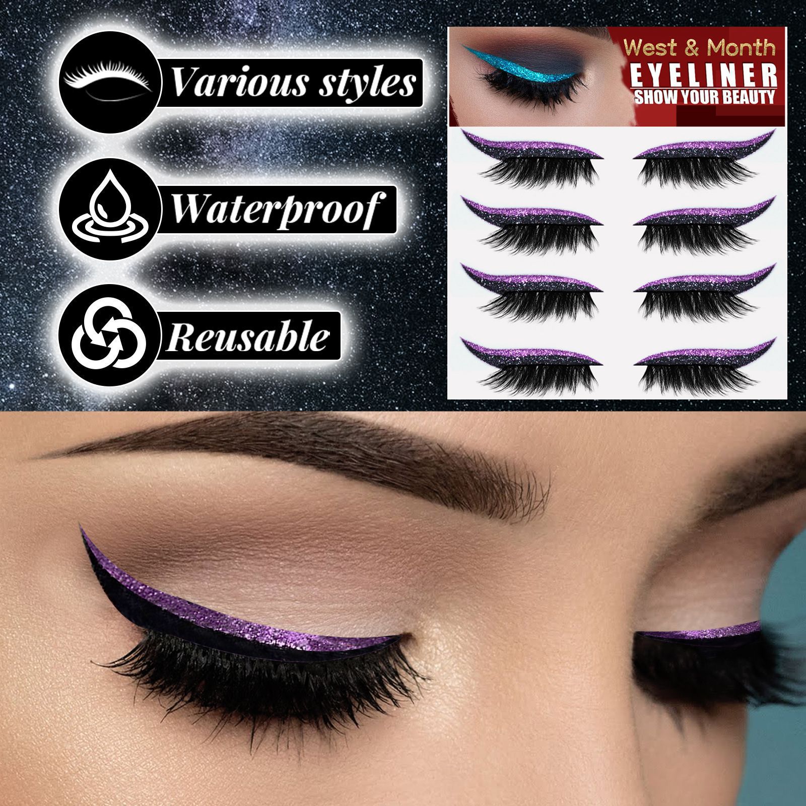 Self-adhesive eyeliner stickers Europe and the United States