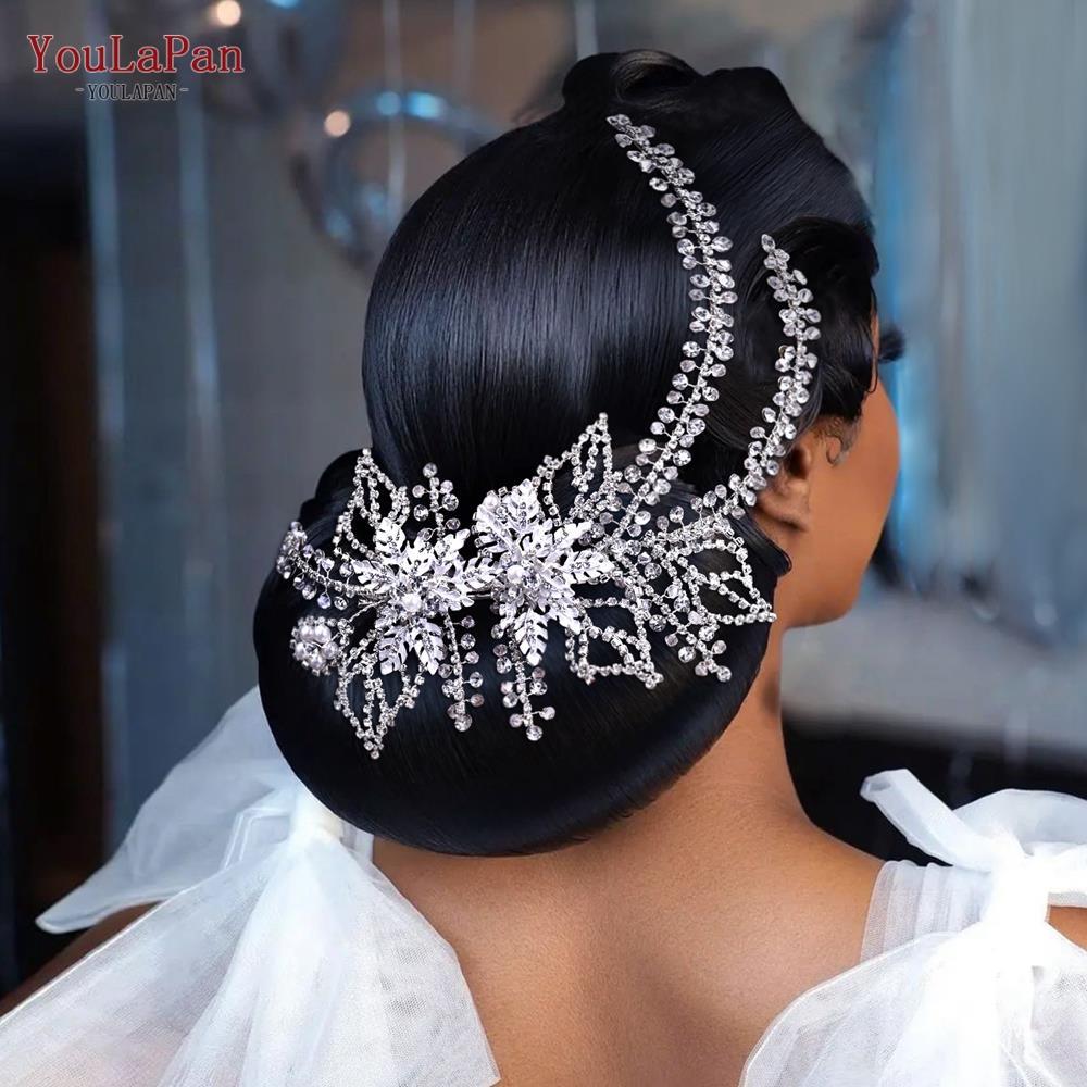 YouLaPan HP254 Alloy Flower Bridal Hair Clips Rhinestone Sid