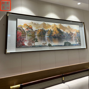 新宋氏金山聚宝盆铜雕画纯手工客厅背景墙挂画办公室山水装 饰画