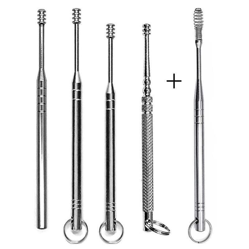 不锈钢耳挖360度螺旋环形打眼带孔耳扒清洁采耳工具掏耳勺公耳挖