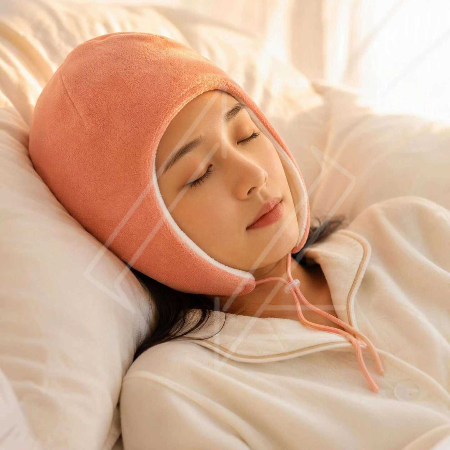 偏头痛专用防风睡帽女士保暖带绳晚上睡觉帽子护头睡眠产后月子帽