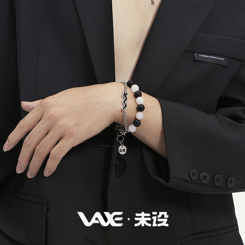 TF张泽禹潮酷手链黑曜石手串中性