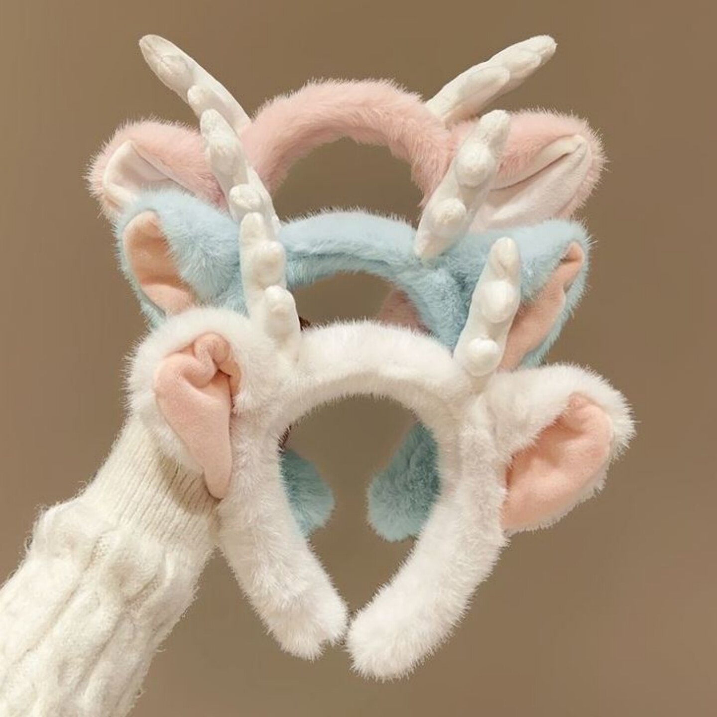 可爱毛绒龙角耳朵发箍高颜值卡通鹿角洗脸头箍搞怪表演拍照女头箍