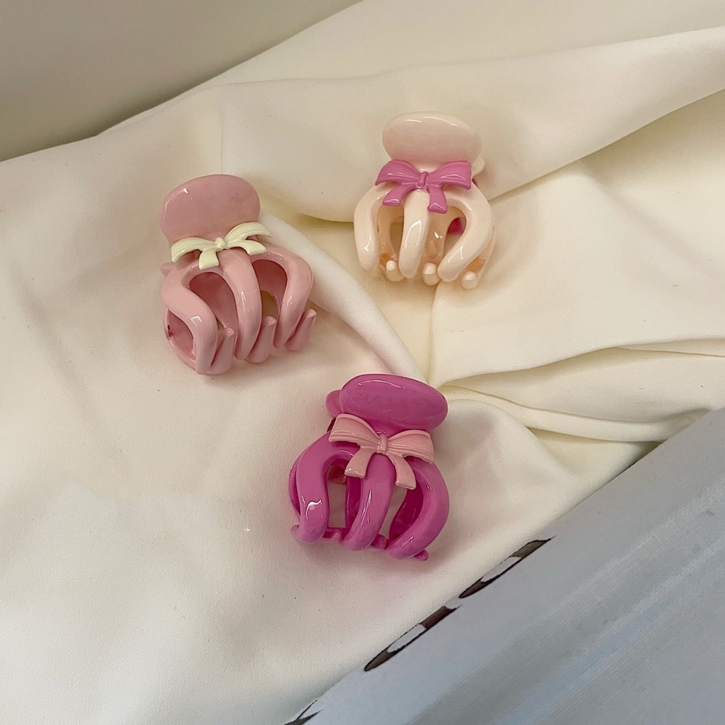 精致粉色蝴蝶结小抓夹女高马尾发夹南瓜夹后脑勺公主头饰发饰发卡